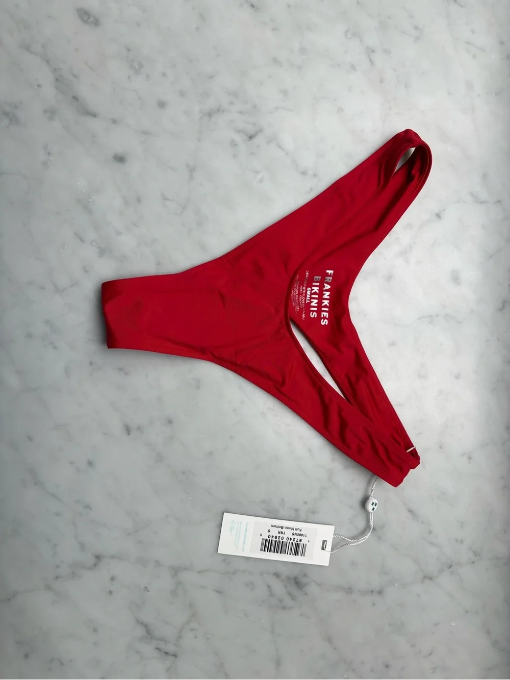 Frankie’s Bikini’s Full Moon Micro Bikini Bottom in True Red
